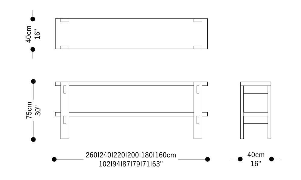 Image of the main dimensions of the product